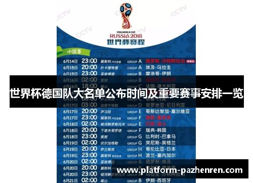 世界杯德国队大名单公布时间及重要赛事安排一览