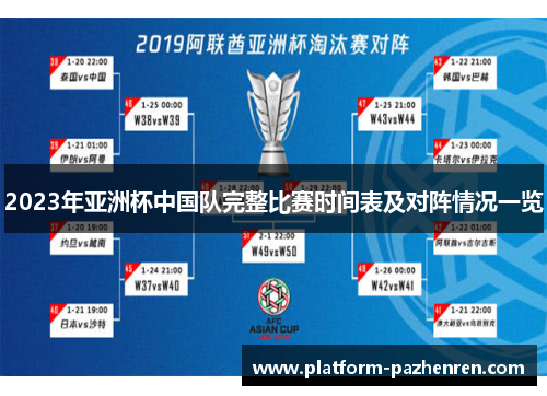 2023年亚洲杯中国队完整比赛时间表及对阵情况一览